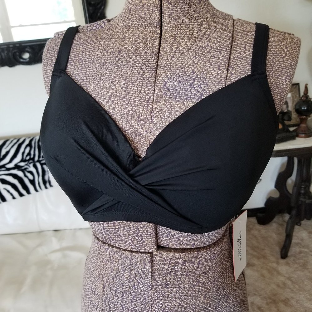 Black Underwire Bikini Top Sz 12 NWT